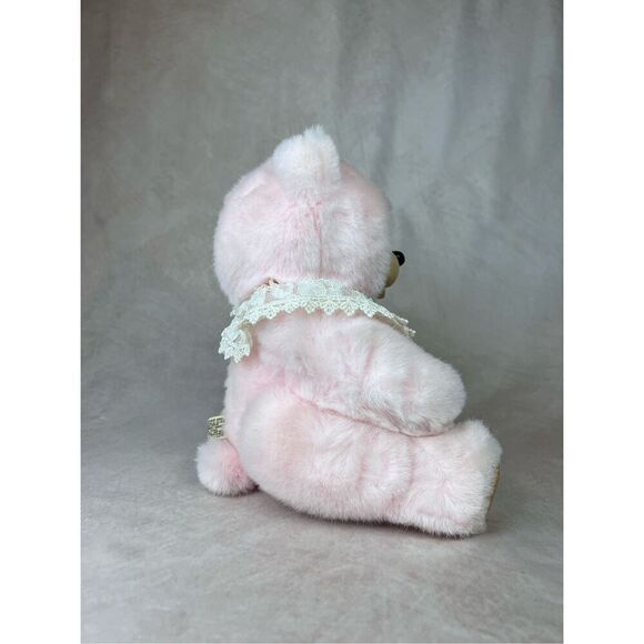 Vintage Robert Raikes Original Cameo Pink Plush Wood Bear Lace 1994 Applause - Picture 5 of 10